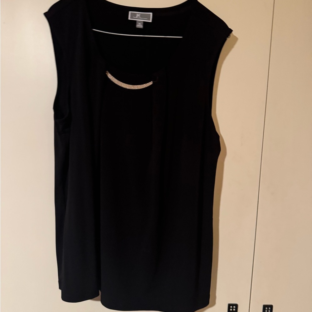 JM Collection Black Sleeveless Blouse with Gold Accent